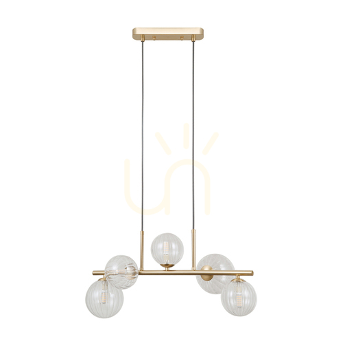 Check Italux Toledo Pendant Light Gold Glass 5-Light G9 PND-40717-5-HBR