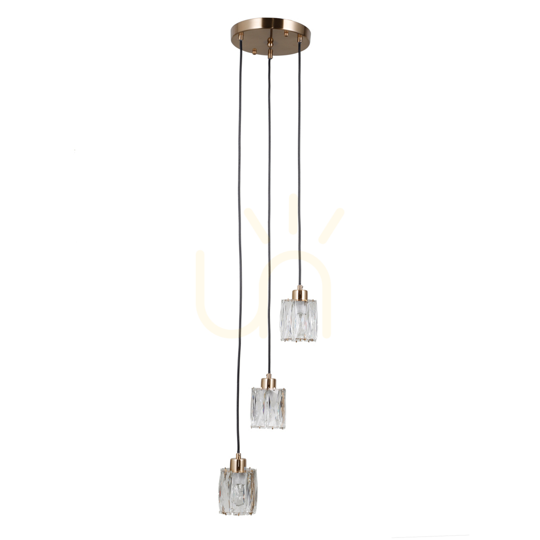 Italux Torno Gold Glass 3-Light Pendant Lamp PND-40813-3R-HBR