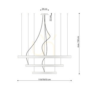 RIO 3 55/78/110 green olive LED 4000K chandelier small 7