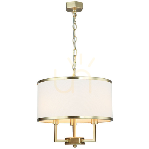 Check Pendant Light Casa by Open Design Highlights White Cream Satin Gold Metal Fabric 3-Light