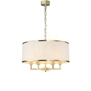 Pendant Light Open Design Highlights Casa White Cream Satin Gold 6-Light Metal Fabric small 0