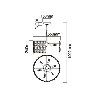 Intero Gold Crystal Pendant Light by Open Design Highlights 6-Light 550 mm small 2