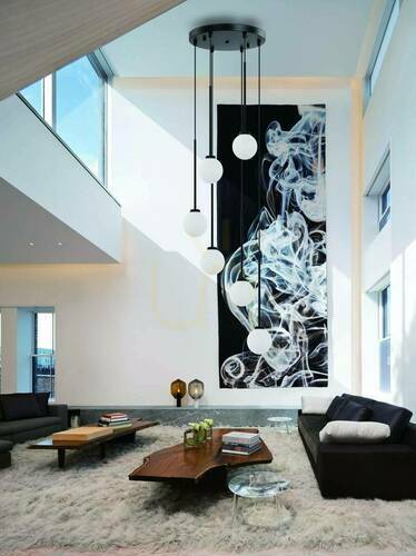 Check Ota VI Pendant Light Open Design Highlights Opal White Metal Glass 6-Light