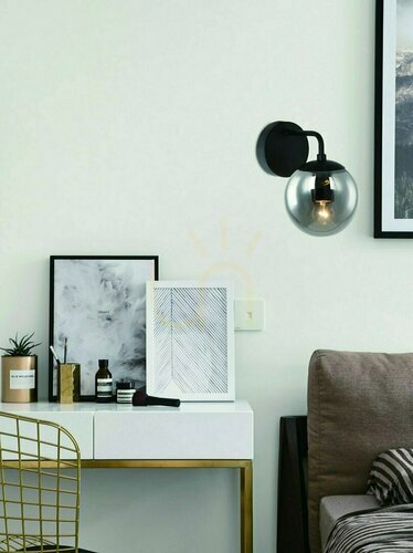 Check Wall Lamp Open Design Highlights Bao Black Glass Metal E27 190 mm