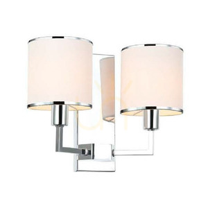 Wall Lamp Casa Cromo Open Design Highlights White Cream Chrome Metal Fabric 2xE14 small 0