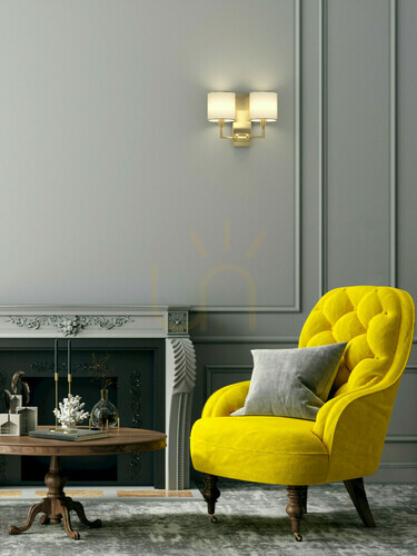 Check Wall Lamp Open Design Highlights Casa White Cream Satin Gold Metal Fabric E14 2-Light
