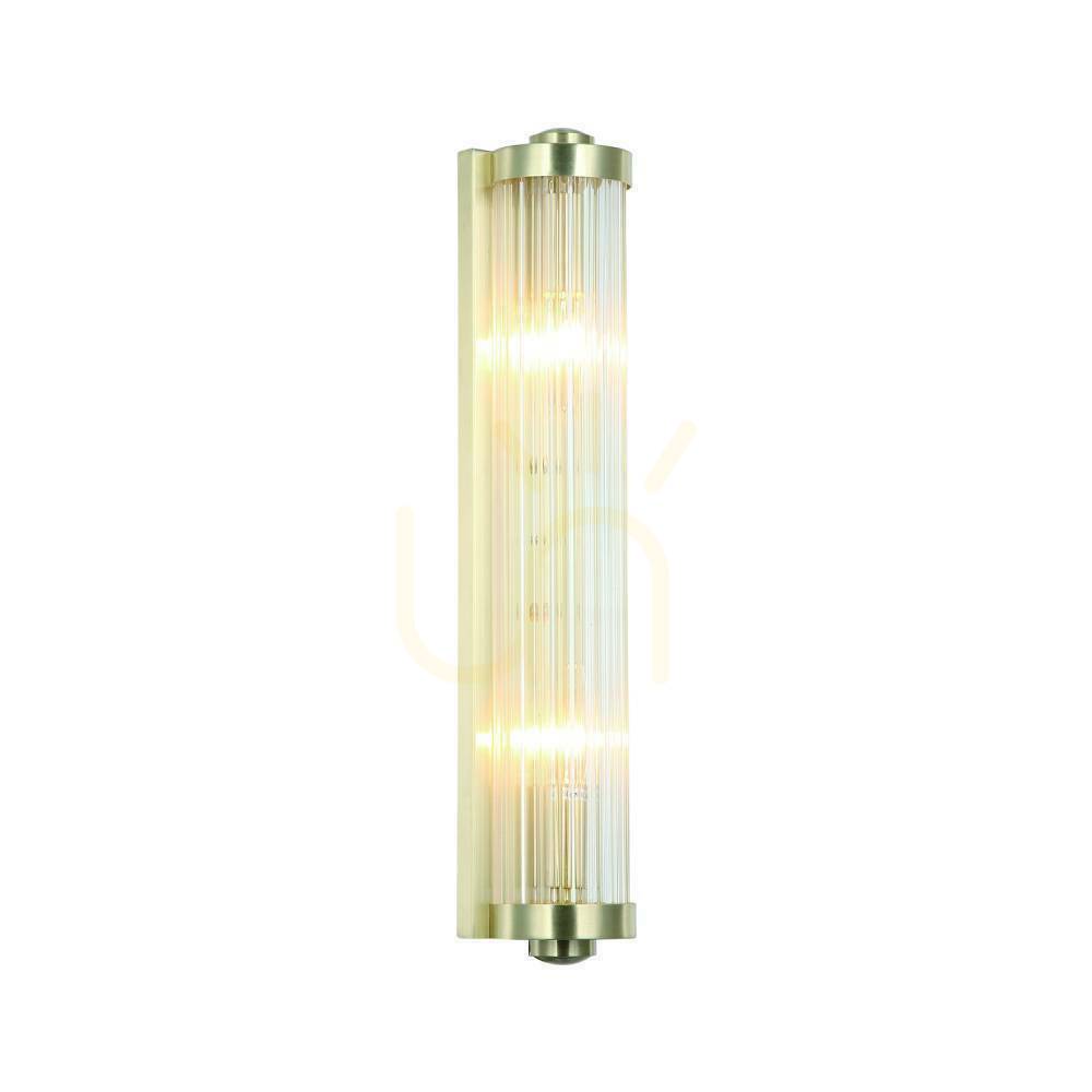 Wall Lamp Open Design Highlights Fiatto Transparent Satin Gold Metal Glass 2-Light E14 500 mm