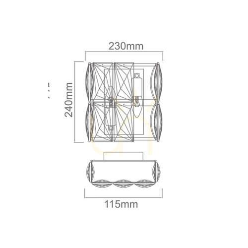 Check Wall Light Open Design Highlights Intero Transparent Gold Crystal 2x E14 230V