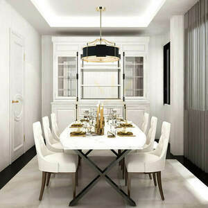 Pendant Light Open Design Highlights Stanza White Black Gold 3-Light Metal Glass Fabric E27 small 1