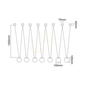 Movo VII Pendant Light Open Design Highlights White Opal Black Aluminum Glass 7-Light small 3