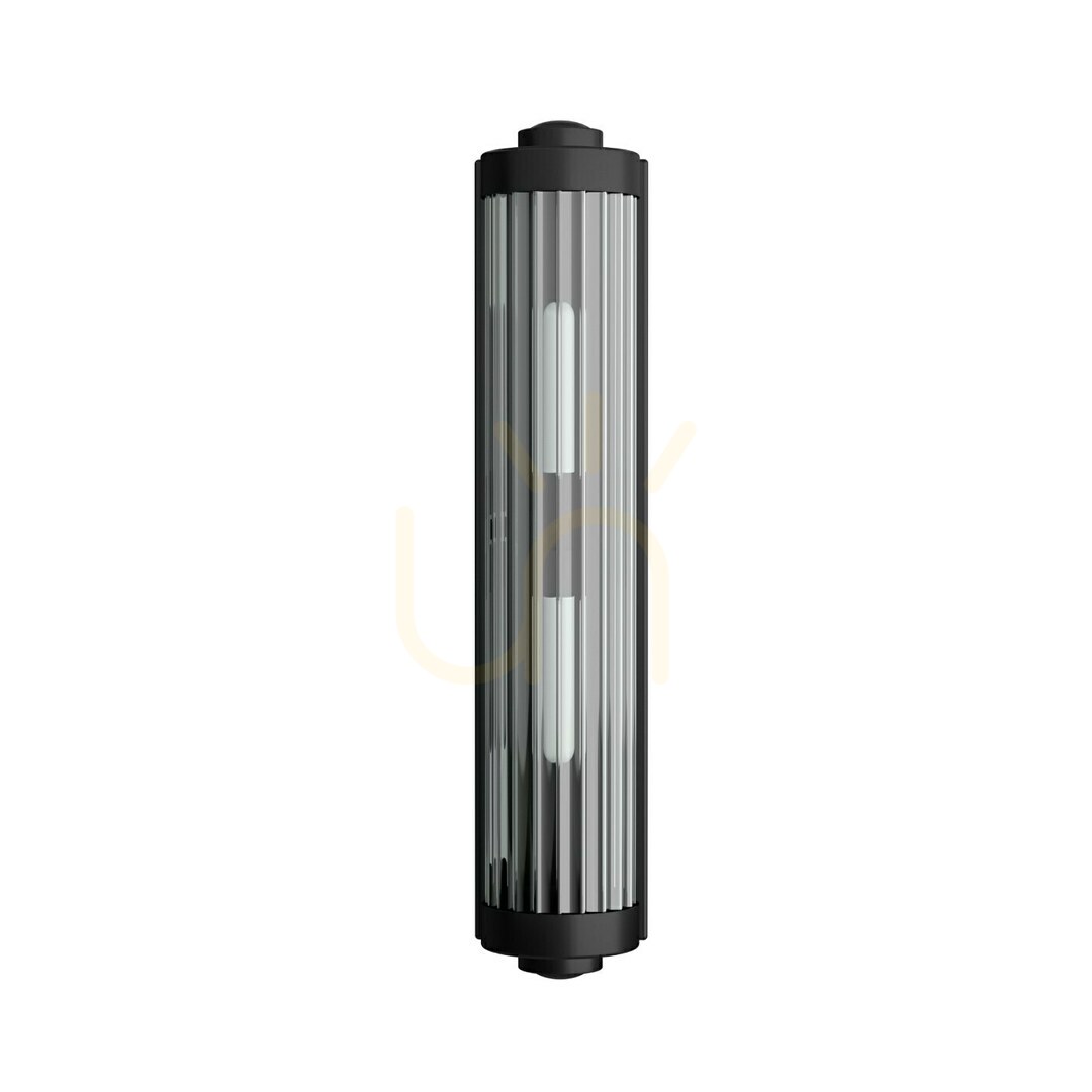 Wall Lamp Open Design Highlights Fumi Matte Black Glass IP44 2-Light G9