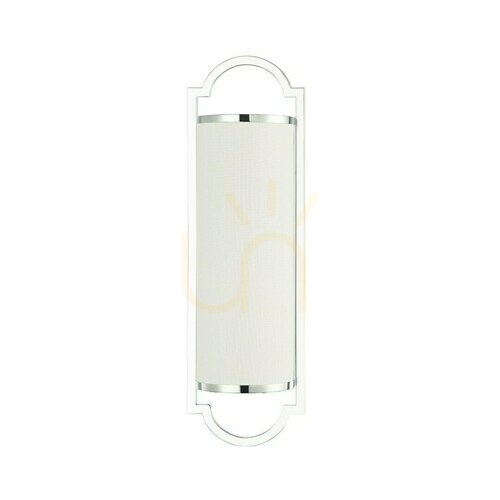 Check Wall Light Open Design Highlights Libero White Cream Chrome Metal Fabric 2-Light E14 490 mm