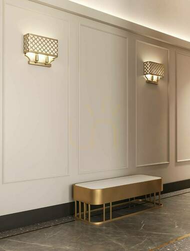 Check Verno Wall Lamp Open Design Highlights White Cream Chrome Metal Fabric E14 2-Light