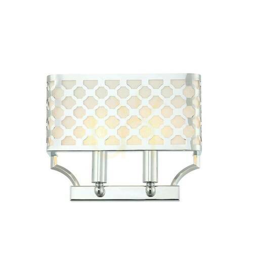 Check Verno Wall Lamp Open Design Highlights White Cream Chrome Metal Fabric E14 2-Light