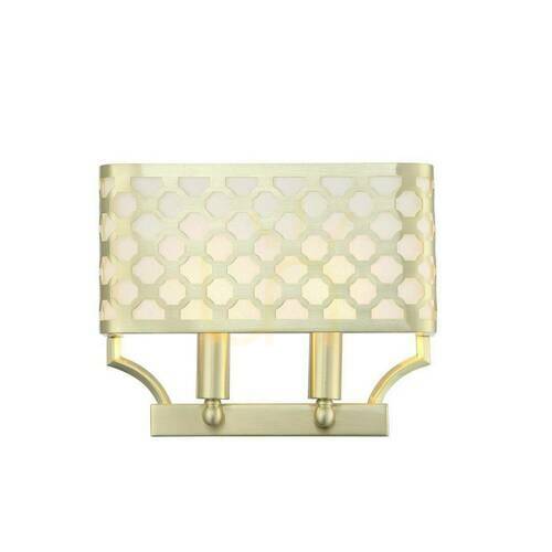Check Wall Lamp Open Design Highlights Verno White Cream Satin Gold Metal Fabric 2-Light E14