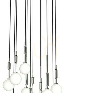 Pendant Light Open Design Highlights Ero XII Cromo 60 Chrome Glass Metal 12-Light small 3