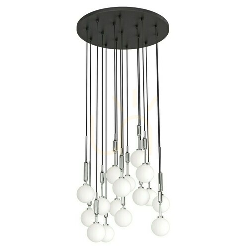 Check Pendant Light Ero XVI by Open Design Highlights, Opal White Chrome Metal 16-Light