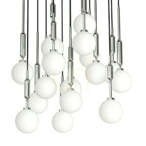Pendant Light Ero XVI by Open Design Highlights, Opal White Chrome Metal 16-Light small 2