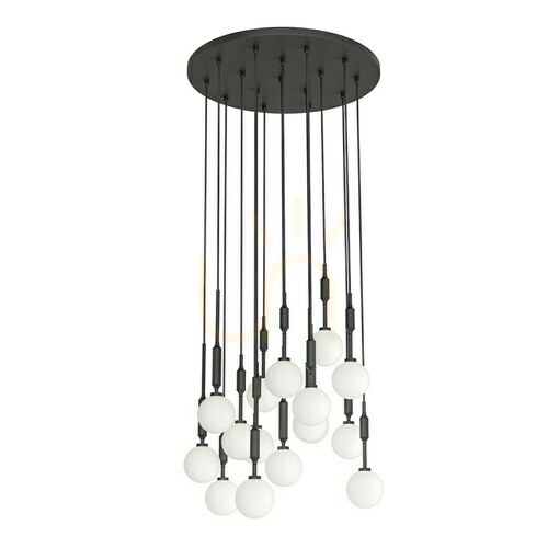 Check Pendant Light Open Design Highlights Ero XVI Black 60 cm Metal Glass White Opal