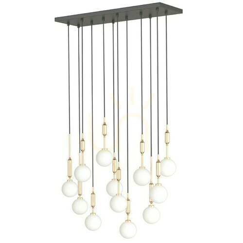 Check Open Design Highlights Ero XII Gold Pendant Light 800mm White Opal Glass 12-Light