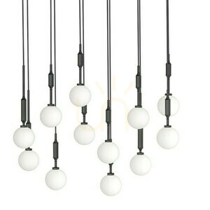 Pendant Light Open Design Highlights Ero XII Black White Opal Metal Glass 12-Light 800mm small 1