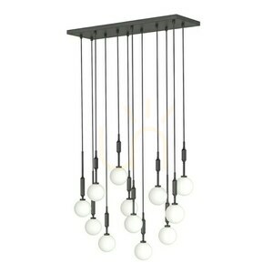 Pendant Light Open Design Highlights Ero XII Black White Opal Metal Glass 12-Light 800mm small 2