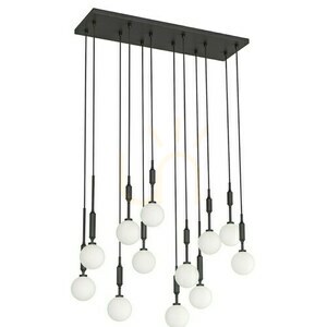 Pendant Light Open Design Highlights Ero XII Black White Opal Metal Glass 12-Light 800mm small 3
