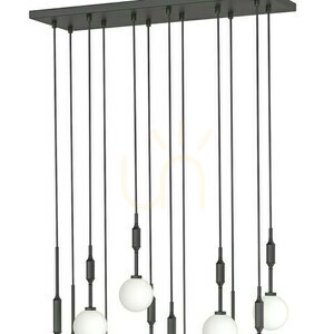 Pendant Light Open Design Highlights Ero XII Black White Opal Metal Glass 12-Light 800mm small 4
