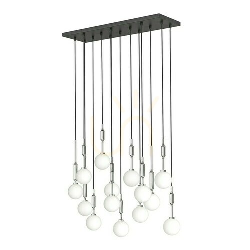 Check Ero XIV Pendant Light Open Design Highlights 800x250 mm Opal White Chrome 14-Light