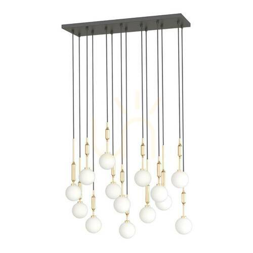 Check Pendant Light Open Design Highlights Ero XIV Gold 80x25 cm Metal Glass 14-Light