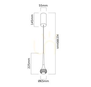 Pendant Light Open Design Highlights Crima Gold Transparent Glass LED 3000K 6W small 4