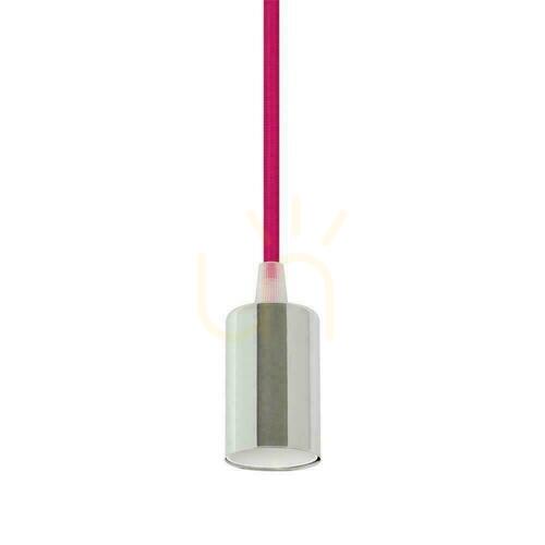 Check V-TAC Pendant Luminaire Chrome Metal Dark Pink Wire VT-7338-RR 5 Year Warranty