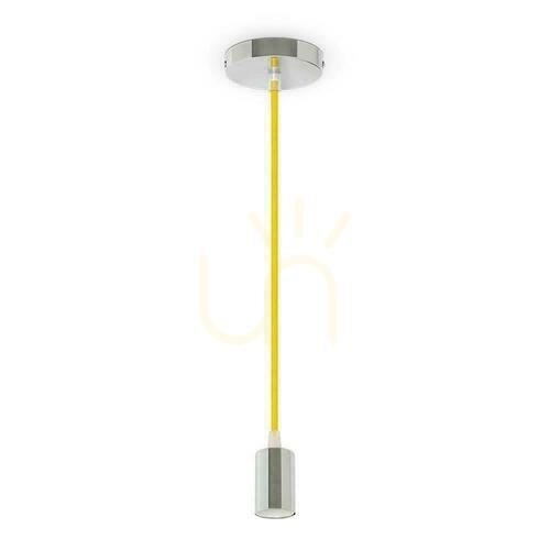 Check V-TAC Pendant Luminaire Chrome Metal Yellow Wire VT-7338-Y 5 Year Warranty