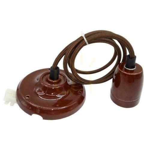 Check Porcelain Pendant Luminaire with Wire Bronze V-TAC VT-7998-BR 5 Year Warranty