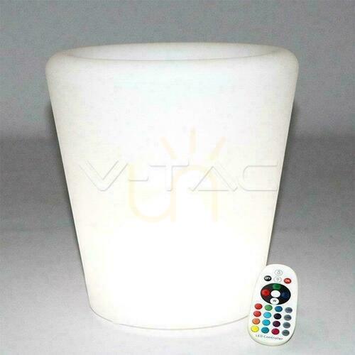 Check V-TAC LED Garden Luminaire Pot 28cm Charging Remote Control VT-7805 RGBW 18lm.