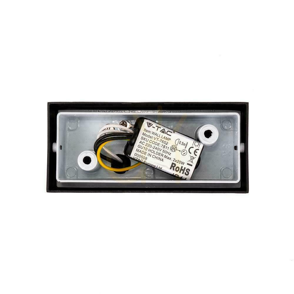 Display Wall lamp V-TAC GU10 Aluminum Square Black Top Bottom IP44 VT-7652 Wall lamp V-TAC GU10 Aluminum Square Black Top Bottom IP44 VT-7652