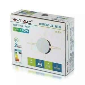 V-TAC 4W LED Wall Luminaire IP65 White Round VT-706 3000K 440lm. small 4
