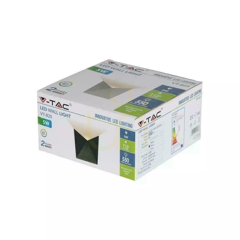 Show Wall lamp V-TAC 5W LED Black IP65 VT-825 3000K 550lm. Wall lamp V-TAC 5W LED Black IP65 VT-825 3000K 550lm.