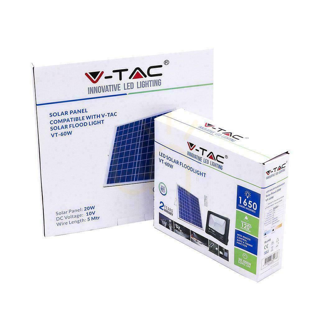 View V-TAC 20W Solar LED Projector Black IP65, Remote Control, Timer VT-60W 4000K 1650lm V-TAC 20W Solar LED Projector Black IP65, Remote Control, Timer VT-60W 4000K 1650lm
