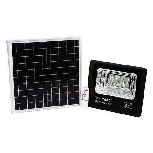Check V-TAC 20W Solar LED Projector Black IP65, Remote Control, Timer VT-60W 4000K 1650lm