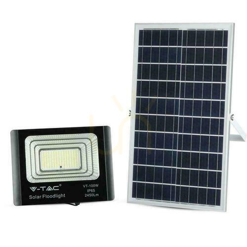 Check V-TAC VT-100W 35 W solar LED floodlight 4000 K 2450 lm black IP65
