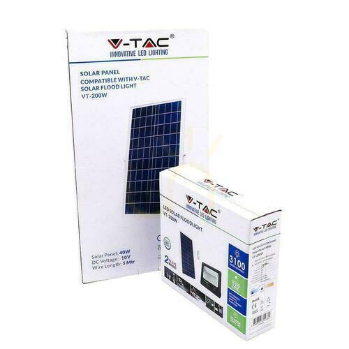Check V-TAC Solar LED Projector 40W Black IP65, Remote Control, Timer VT-200W 4000K 3100lm