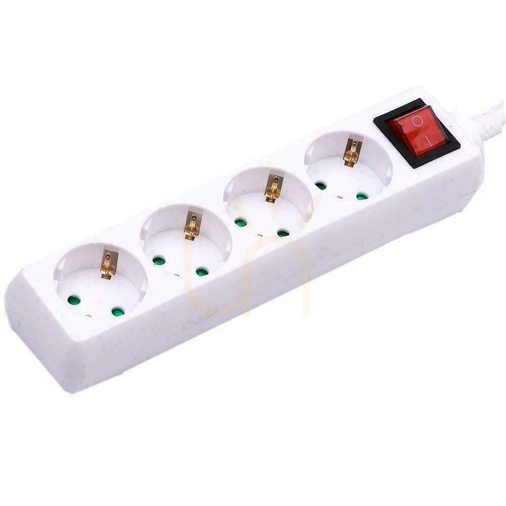 Extension cable 4 sockets with V-TAC switch (3G 1.5MM2 X 1.5M) White VT-1114