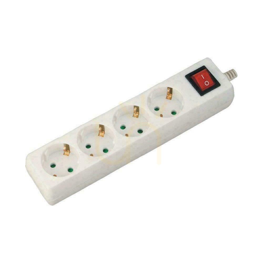 Extension cable 4 sockets with V-TAC switch (3G 1.5MM2 X 5M) White VT-1114