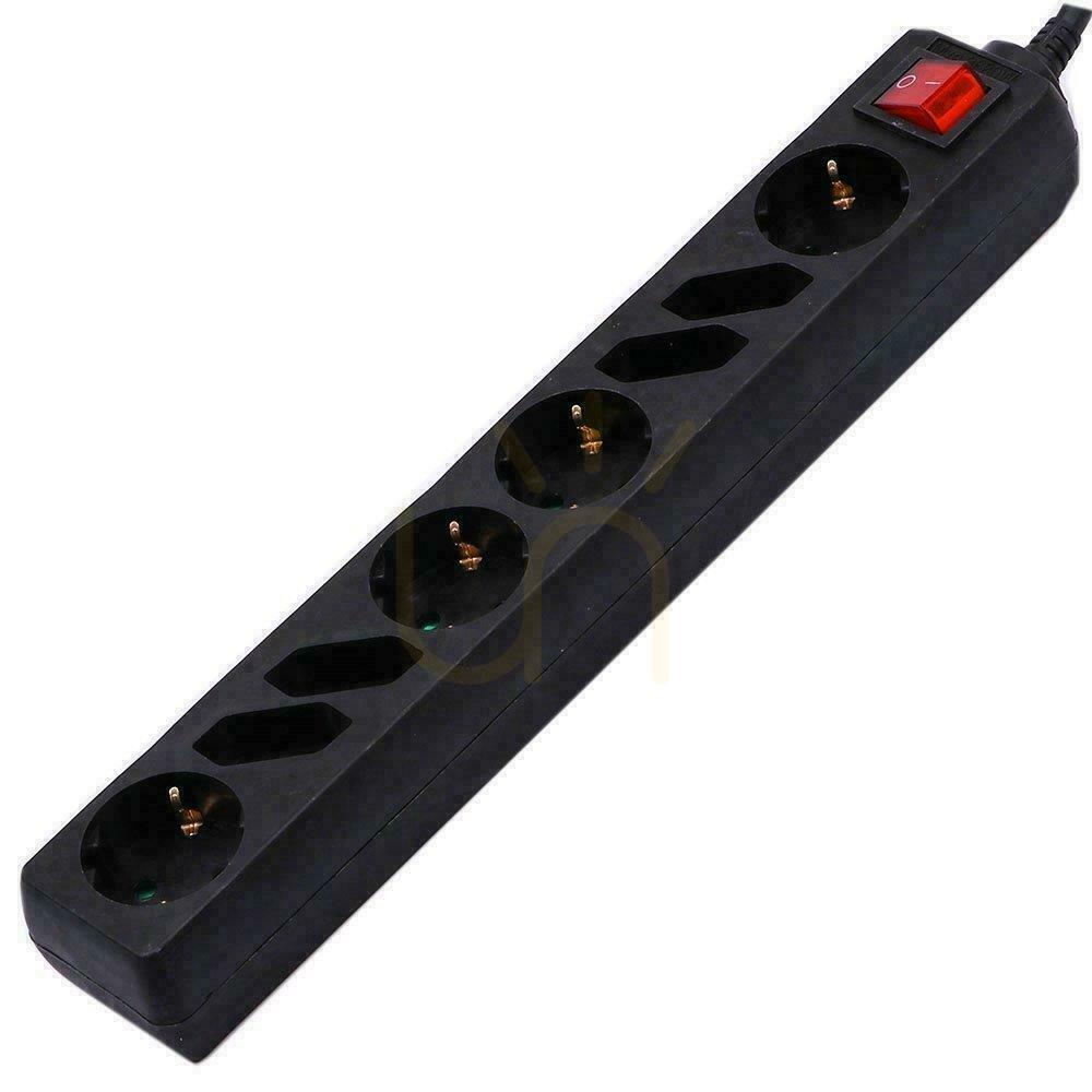 Extension Cable 8 Sockets with Switch V-TAC 4+4 (3G 1.5MM2 X 1.5M ) Black VT-1118