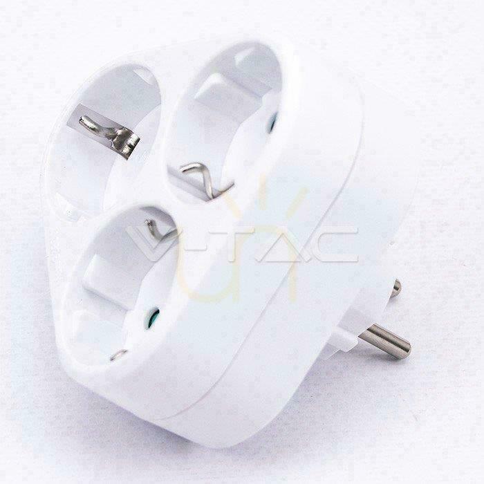 View Splitter 3x Triangle 10/16A 250V V-TAC White VT-1009 Splitter 3x Triangle 10/16A 250V V-TAC White VT-1009