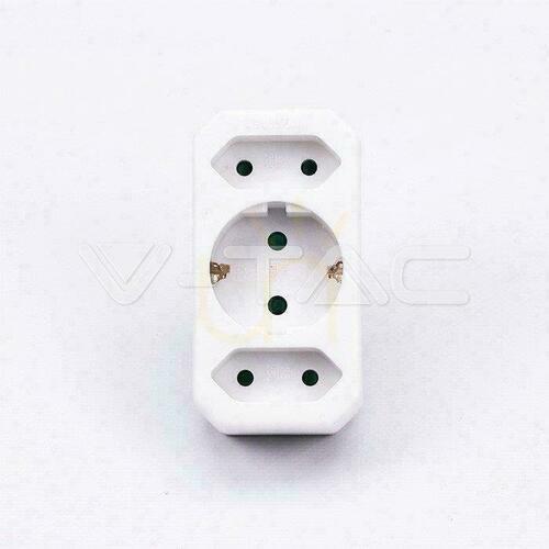Check Splitter 2 2.5A flat plugs and 1 16A outlet White V-TAC VT-1053