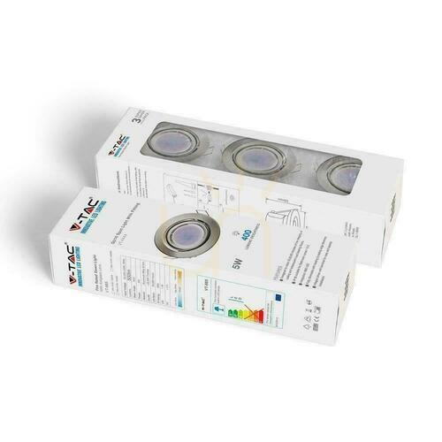 Check V-TAC VT-4444 set of 3 recessed downlights GU10, 3 × 5 W, 400 lm, 3000 K, satin, IP20