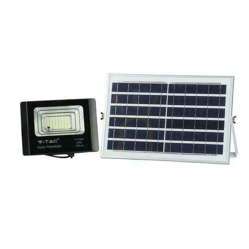 Check V-TAC Solar LED Projector 12W Black IP65, Remote Control, Timer VT-25W 6000K 550lm