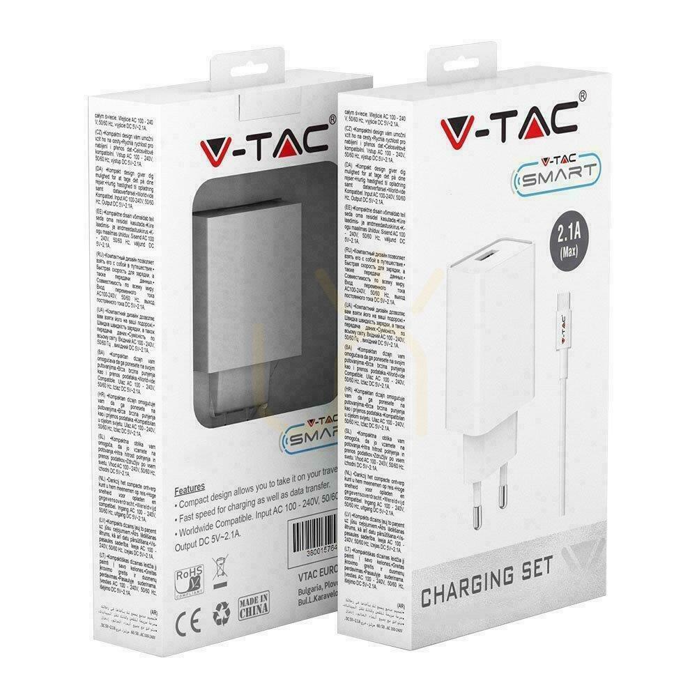 V-TAC USB Type C Charger with Cable White VT-5372-W